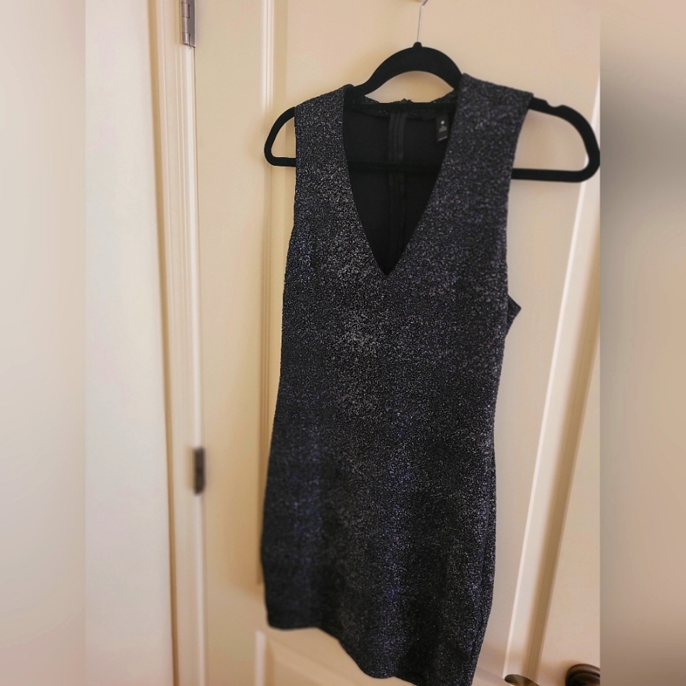 Aqua L Navy sparkle bodycon dress